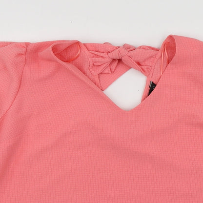 F&F Womens Pink  Polyester Basic Blouse Size 14 Round Neck