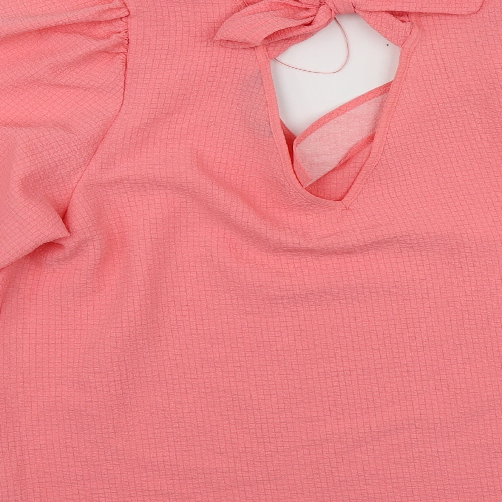 F&F Womens Pink  Polyester Basic Blouse Size 14 Round Neck