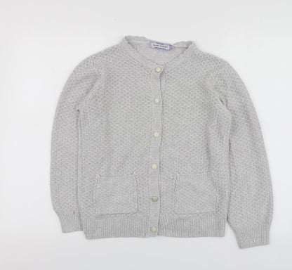 Honor Womens Grey V-Neck  Acrylic Cardigan Jumper Size S