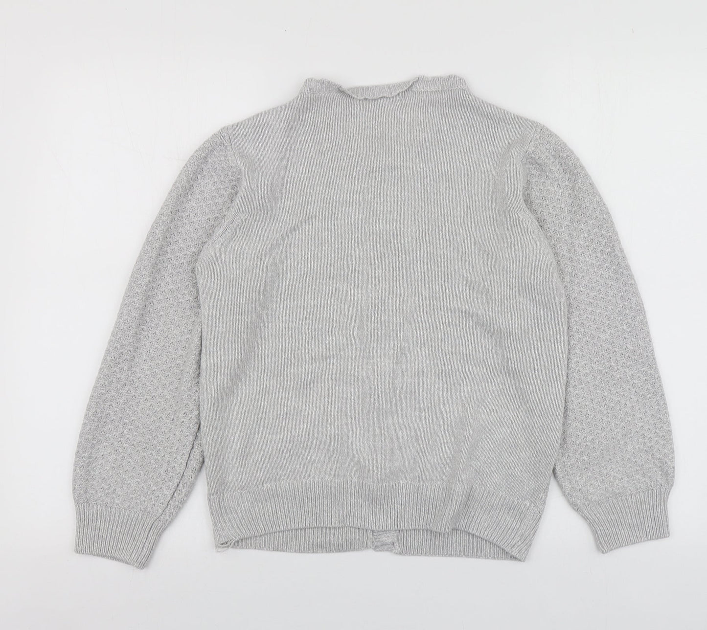 Honor Womens Grey V-Neck  Acrylic Cardigan Jumper Size S