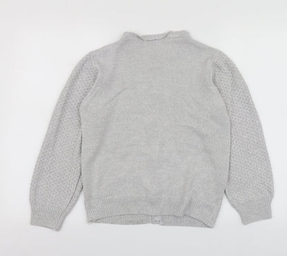 Honor Womens Grey V-Neck  Acrylic Cardigan Jumper Size S