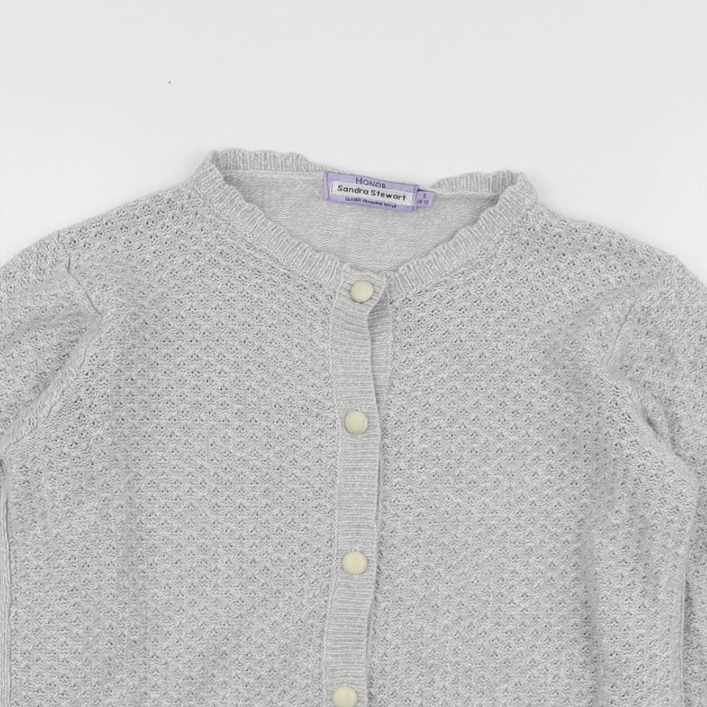 Honor Womens Grey V-Neck  Acrylic Cardigan Jumper Size S