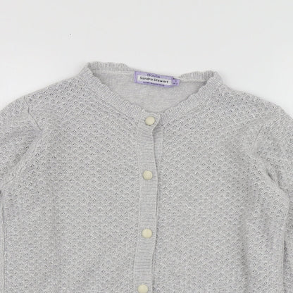 Honor Womens Grey V-Neck  Acrylic Cardigan Jumper Size S