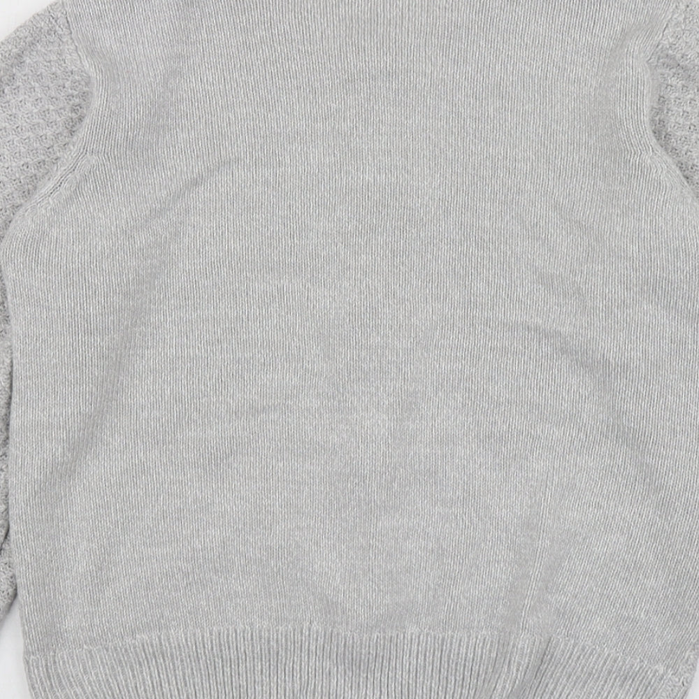 Honor Womens Grey V-Neck  Acrylic Cardigan Jumper Size S