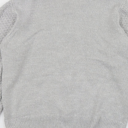 Honor Womens Grey V-Neck  Acrylic Cardigan Jumper Size S