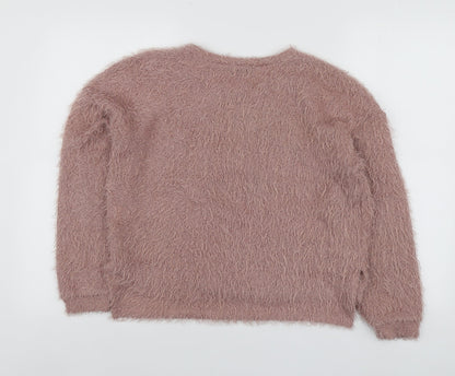 Primark Womens Pink Round Neck  Polyester Pullover Jumper Size XS