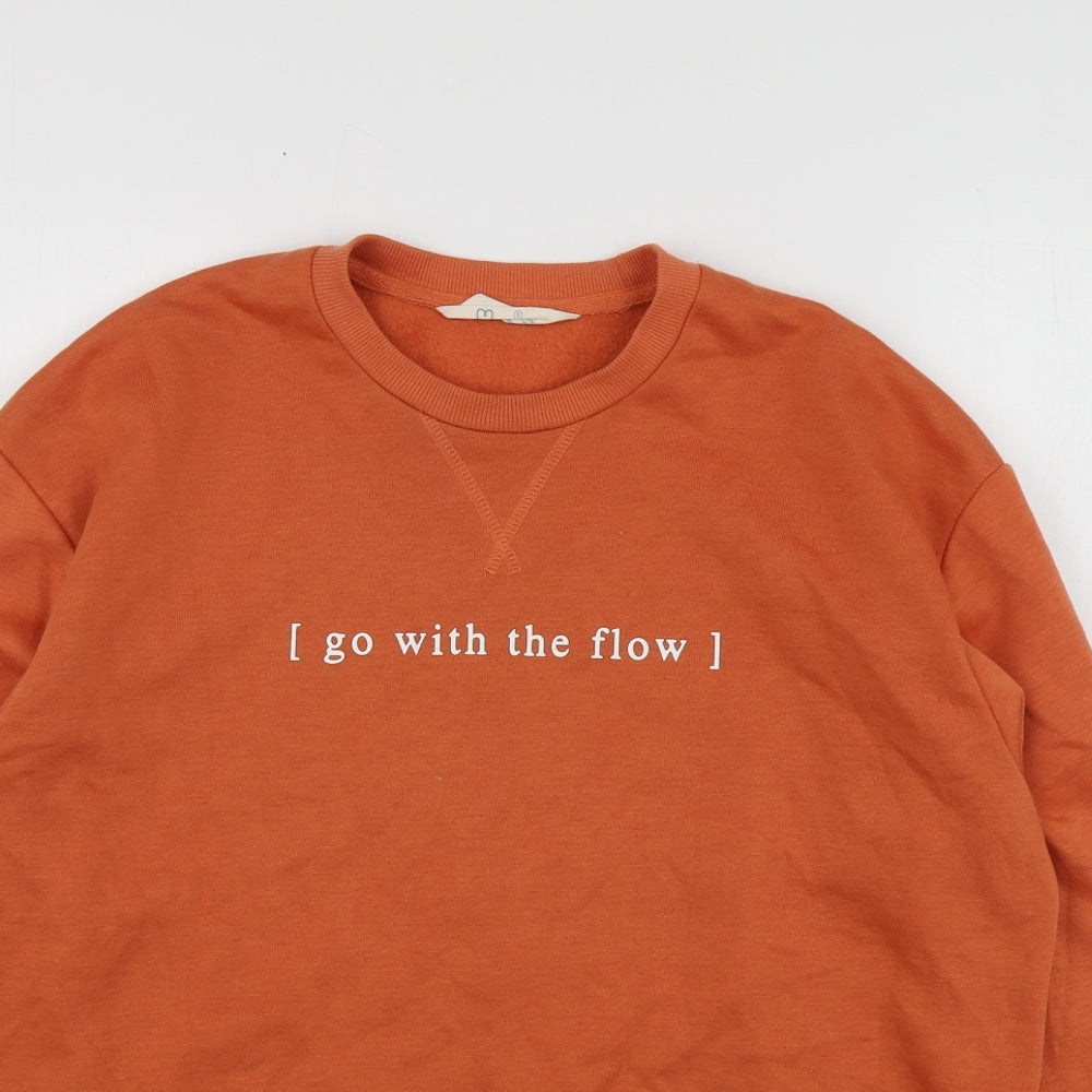 Primark Womens Orange  Polyester Pullover Hoodie Size S