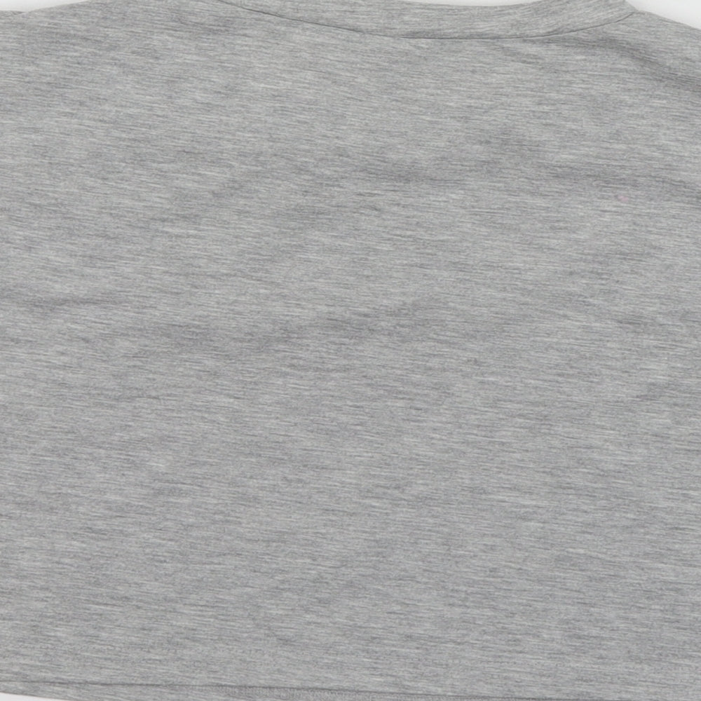 SheIn Womens Grey Geometric Polyester Basic T-Shirt Size M Round Neck