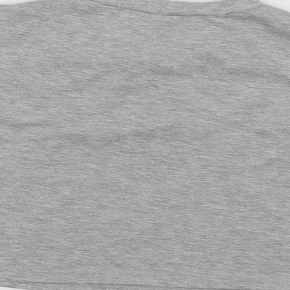 SheIn Womens Grey Geometric Polyester Basic T-Shirt Size M Round Neck