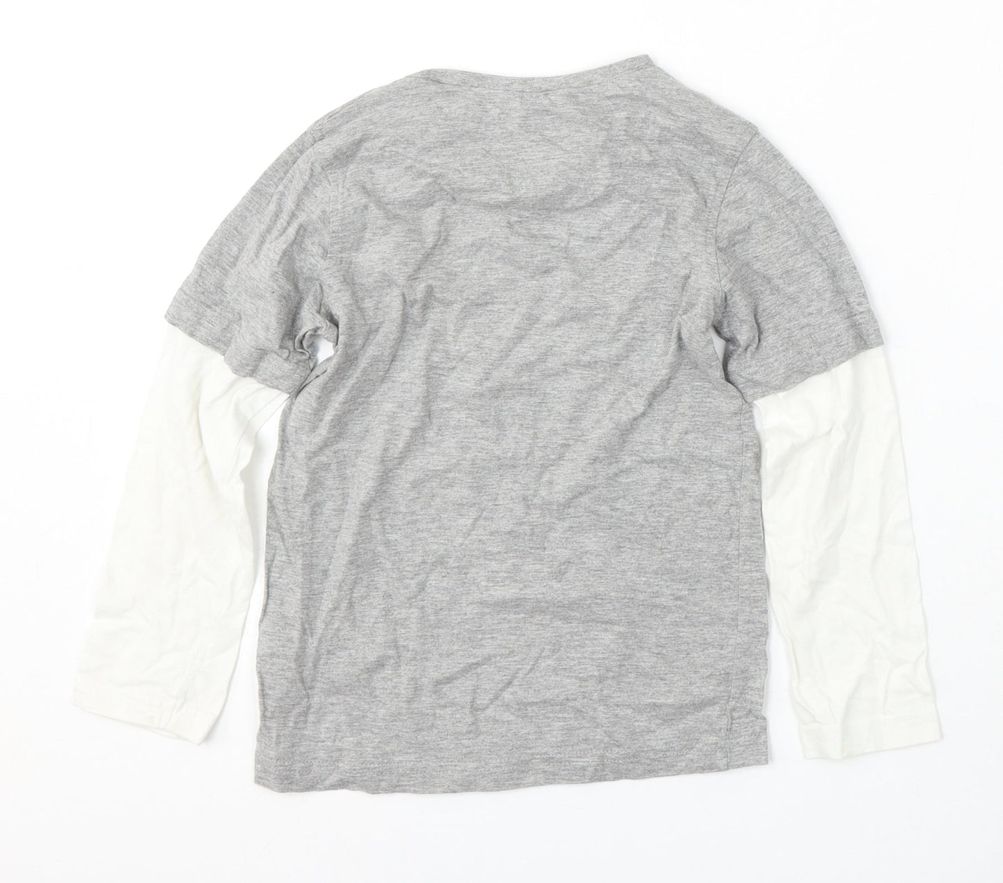 George Girls Grey Geometric Cotton Basic T-Shirt Size 6-7 Years Round Neck