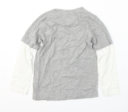 George Girls Grey Geometric Cotton Basic T-Shirt Size 6-7 Years Round Neck