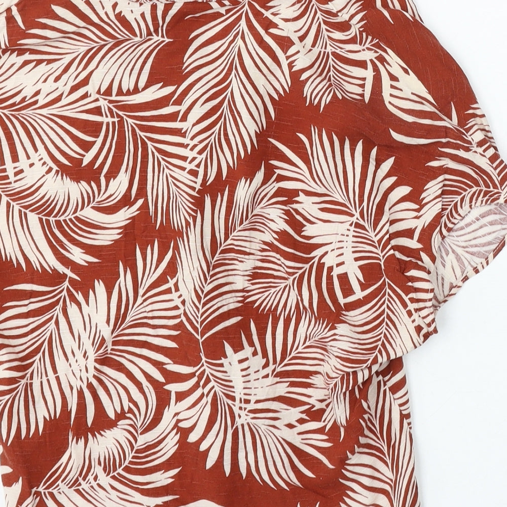 Primark Womens Red Floral Viscose Basic Blouse Size 6 Collared