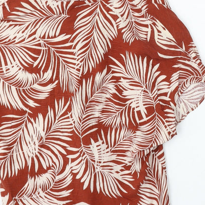 Primark Womens Red Floral Viscose Basic Blouse Size 6 Collared