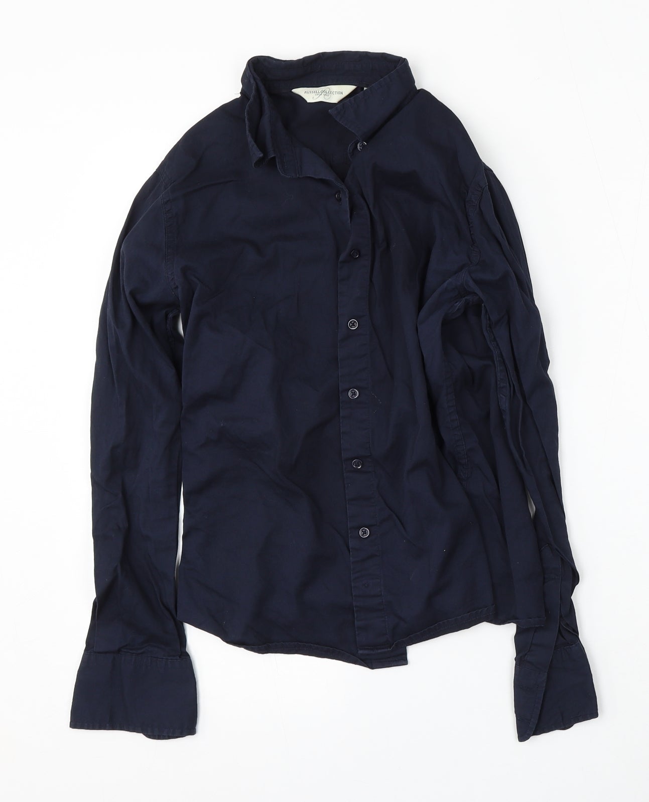 Womens UK Size S Russell Blue Basic Button-Up