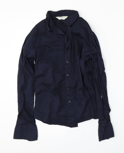Womens UK Size S Russell Blue Basic Button-Up