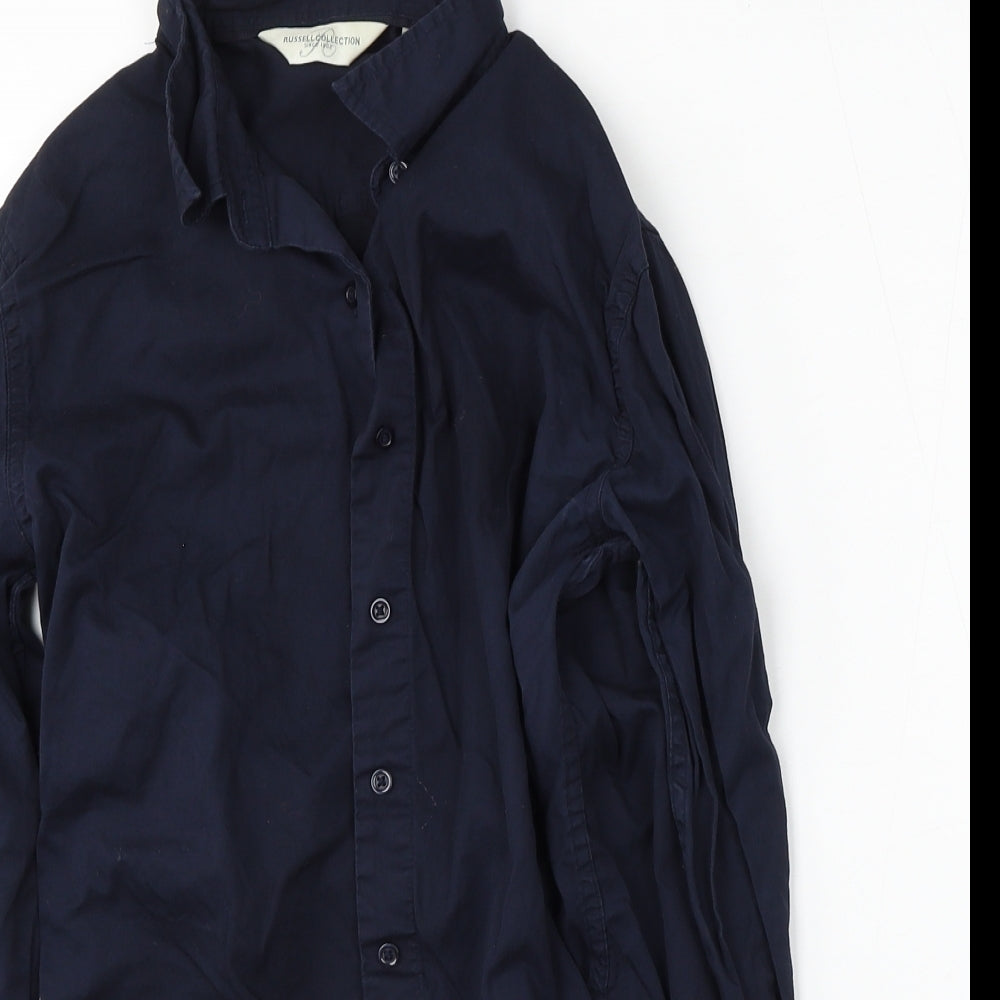 Womens UK Size S Russell Blue Basic Button-Up