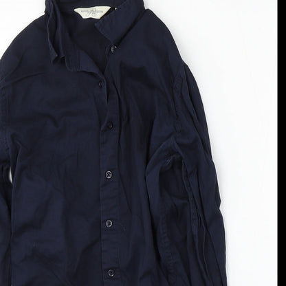 Womens UK Size S Russell Blue Basic Button-Up