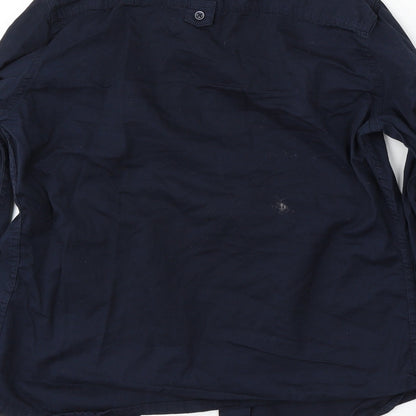 Womens UK Size S Russell Blue Basic Button-Up