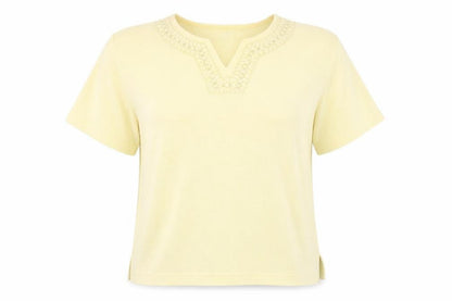 Bonmarché Womens Yellow Round Neck Polyester Pullover Jumper Size S