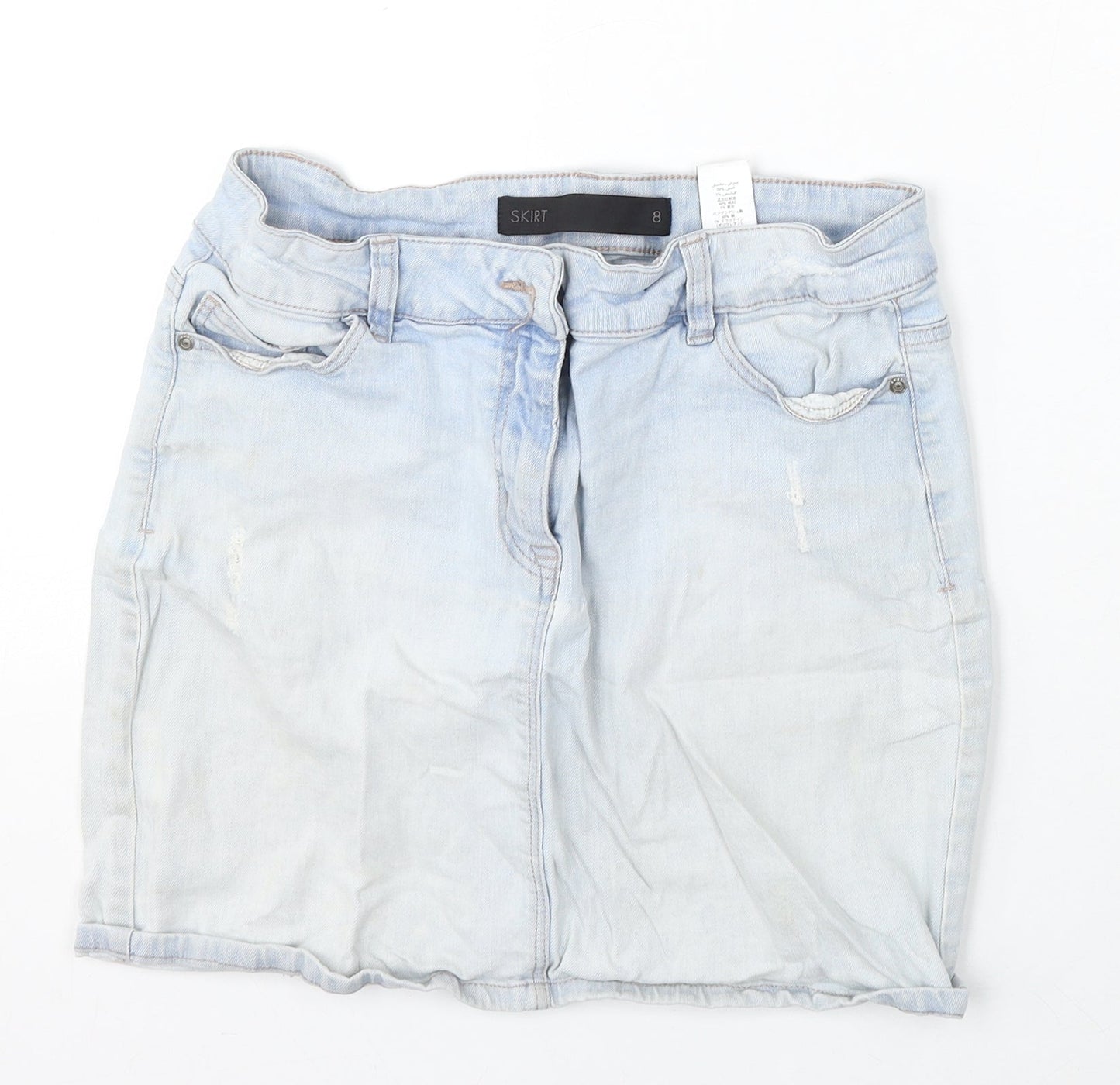 NEXT Womens Blue  Cotton Straight & Pencil Skirt Size 8