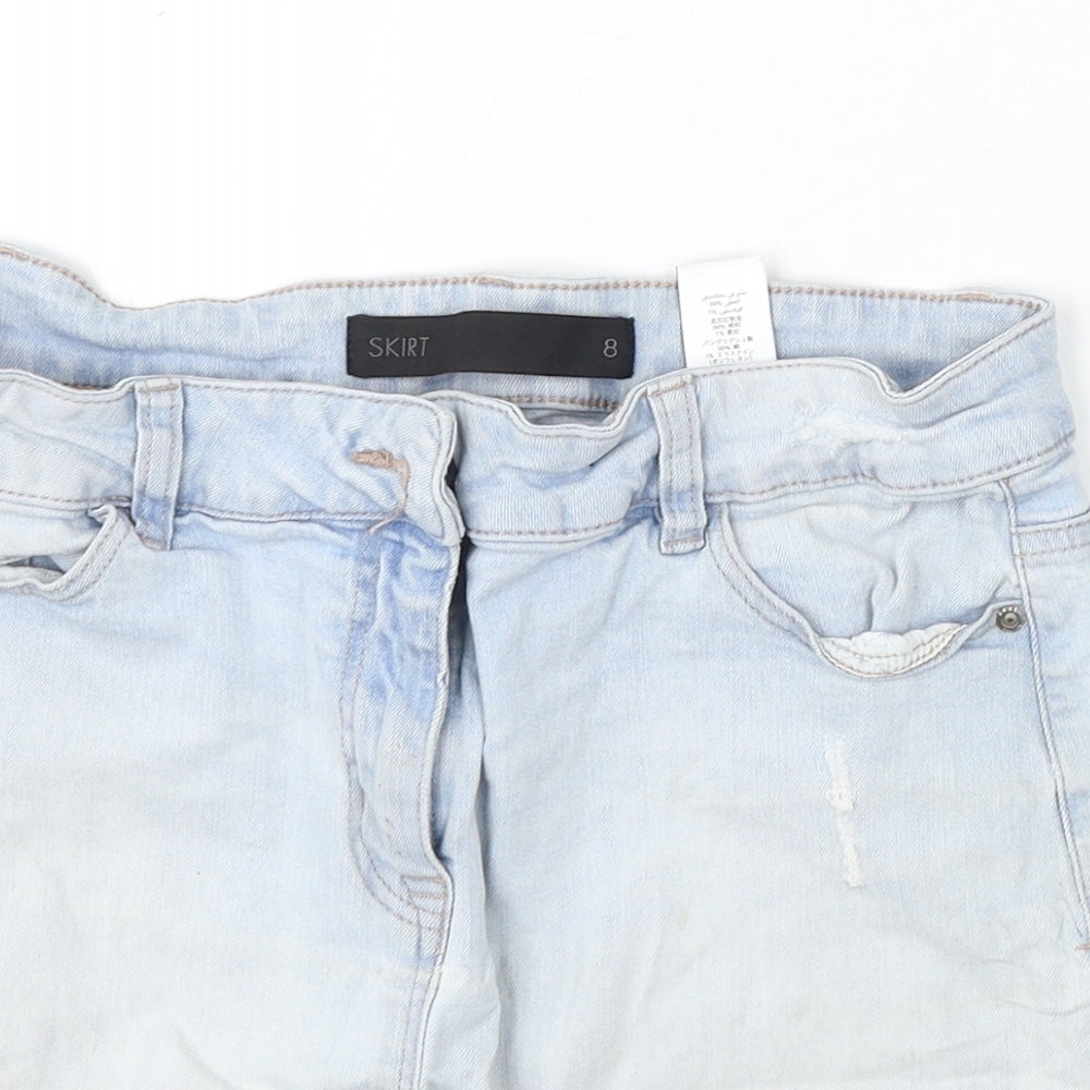 NEXT Womens Blue  Cotton Straight & Pencil Skirt Size 8