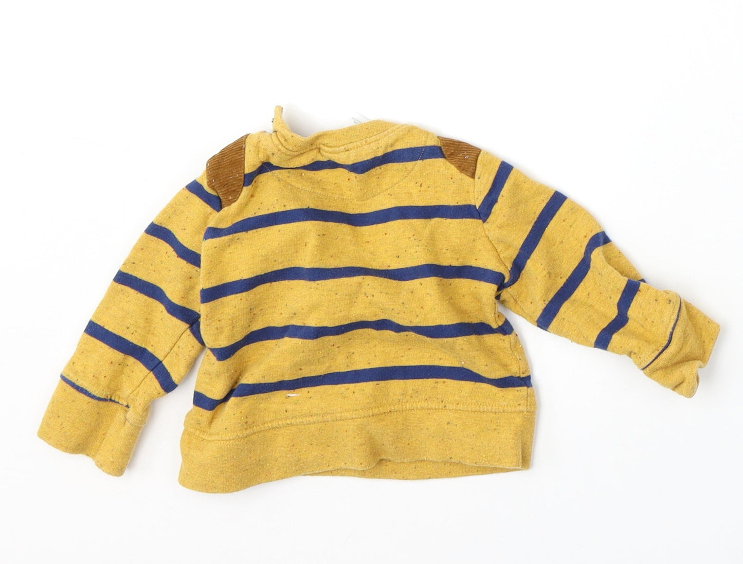 Mini Club Boys Yellow Striped Cotton Pullover Jumper Size 6-9 Months  Snap