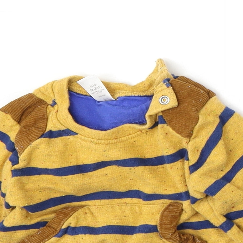 Mini Club Boys Yellow Striped Cotton Pullover Jumper Size 6-9 Months  Snap