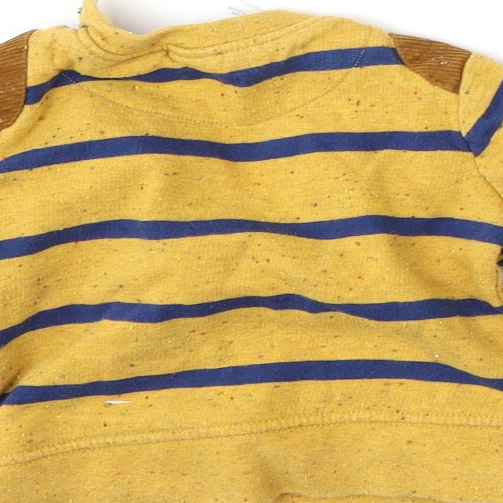 Mini Club Boys Yellow Striped Cotton Pullover Jumper Size 6-9 Months  Snap
