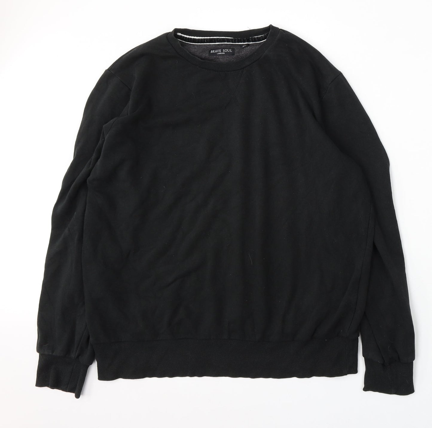 Mens UK Size XL Brave Soul Black Pullover Sweatshirt