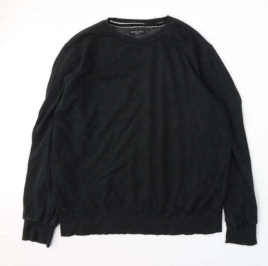 Mens UK Size XL Brave Soul Black Pullover Sweatshirt