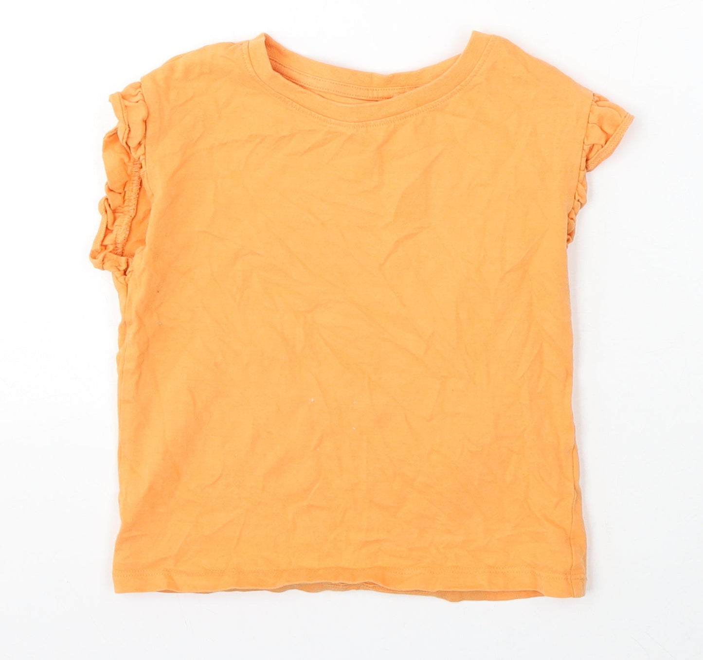 NEXT Girls Orange  Cotton Basic T-Shirt Size 5 Years Round Neck
