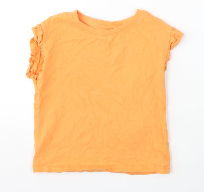 NEXT Girls Orange  Cotton Basic T-Shirt Size 5 Years Round Neck