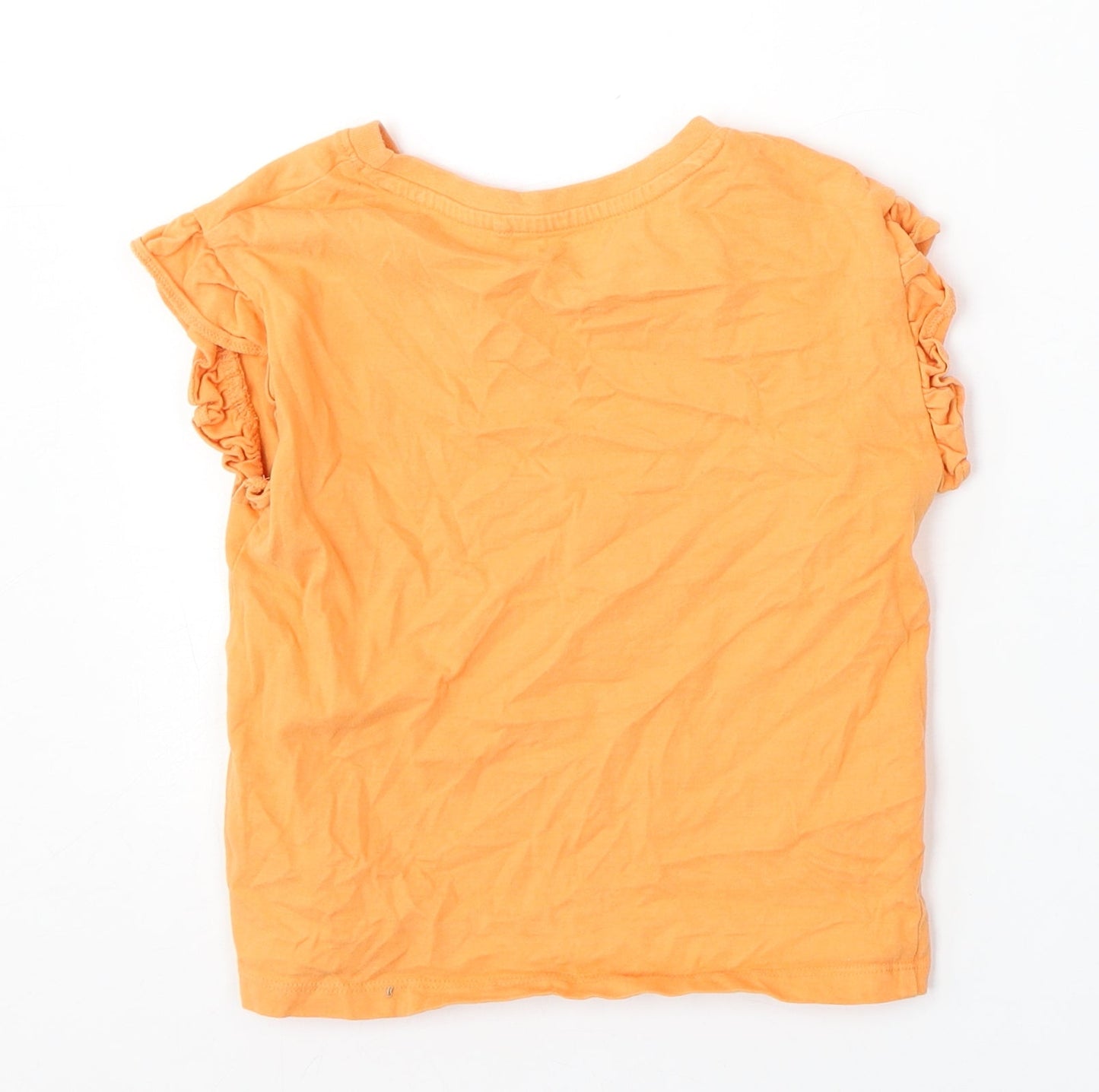 NEXT Girls Orange  Cotton Basic T-Shirt Size 5 Years Round Neck