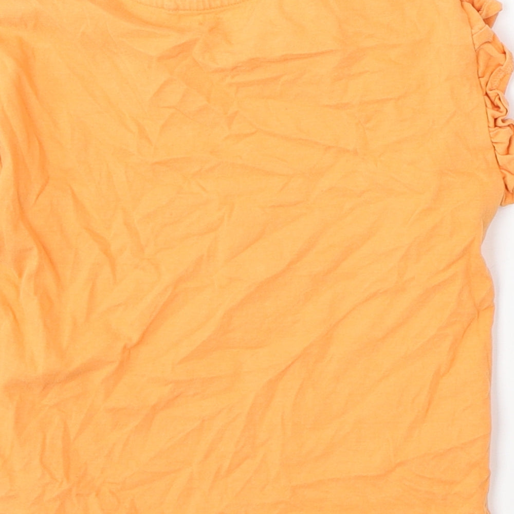 NEXT Girls Orange  Cotton Basic T-Shirt Size 5 Years Round Neck