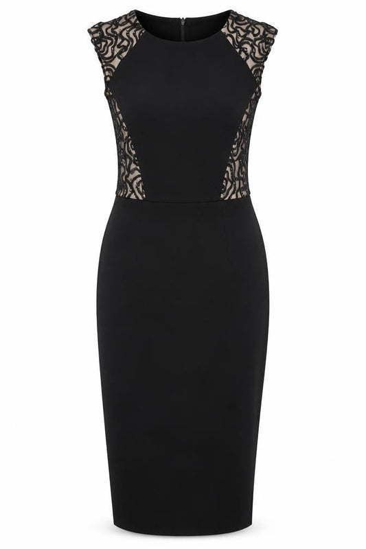 London Times Womens Black  Polyester Bodycon  Size 4  Round Neck