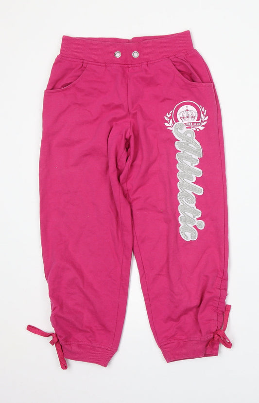 Denim & Co. Womens Pink  Polyester Jogger Trousers Size 8 L20 in Regular