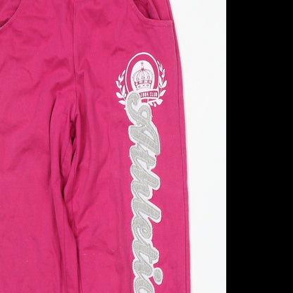 Denim & Co. Womens Pink  Polyester Jogger Trousers Size 8 L20 in Regular