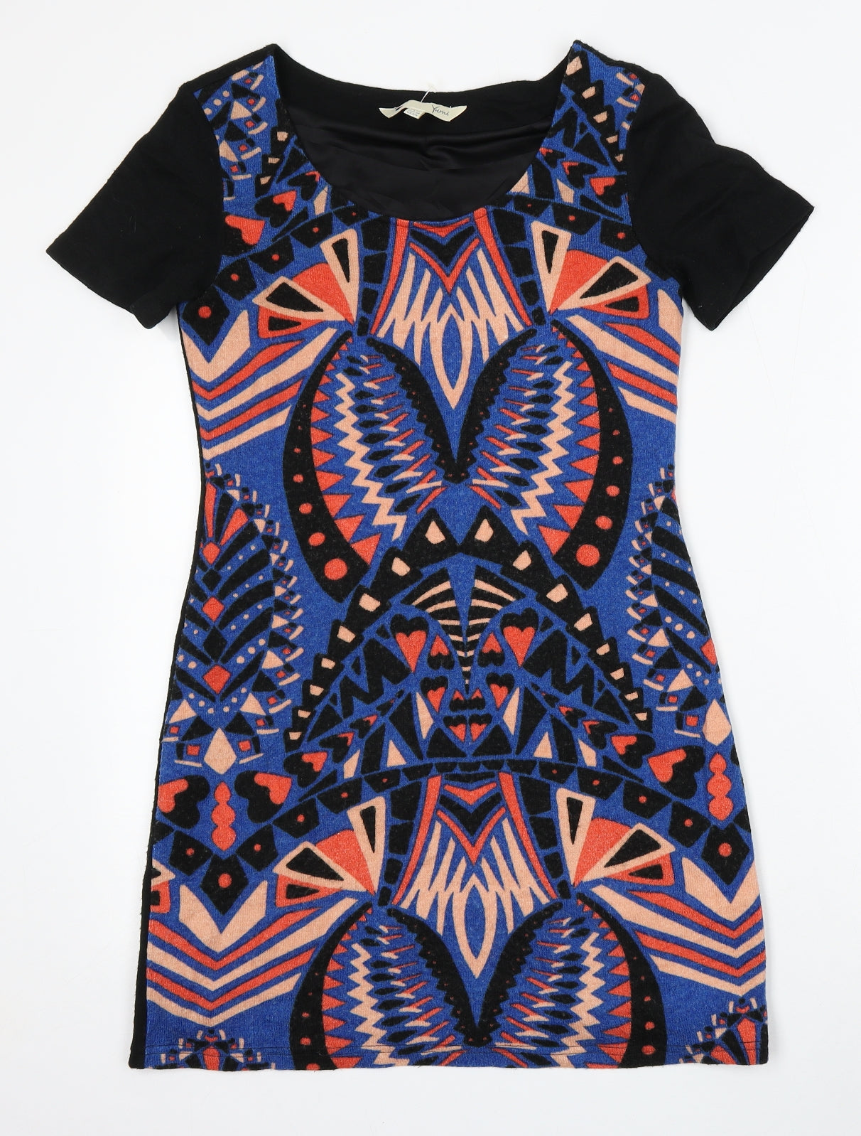 YUMI DIRECT Womens Multicoloured Geometric Acrylic Bodycon  Size 10  Round Neck