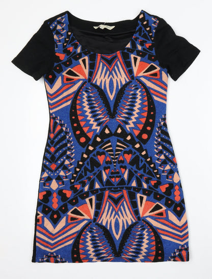 YUMI DIRECT Womens Multicoloured Geometric Acrylic Bodycon  Size 10  Round Neck