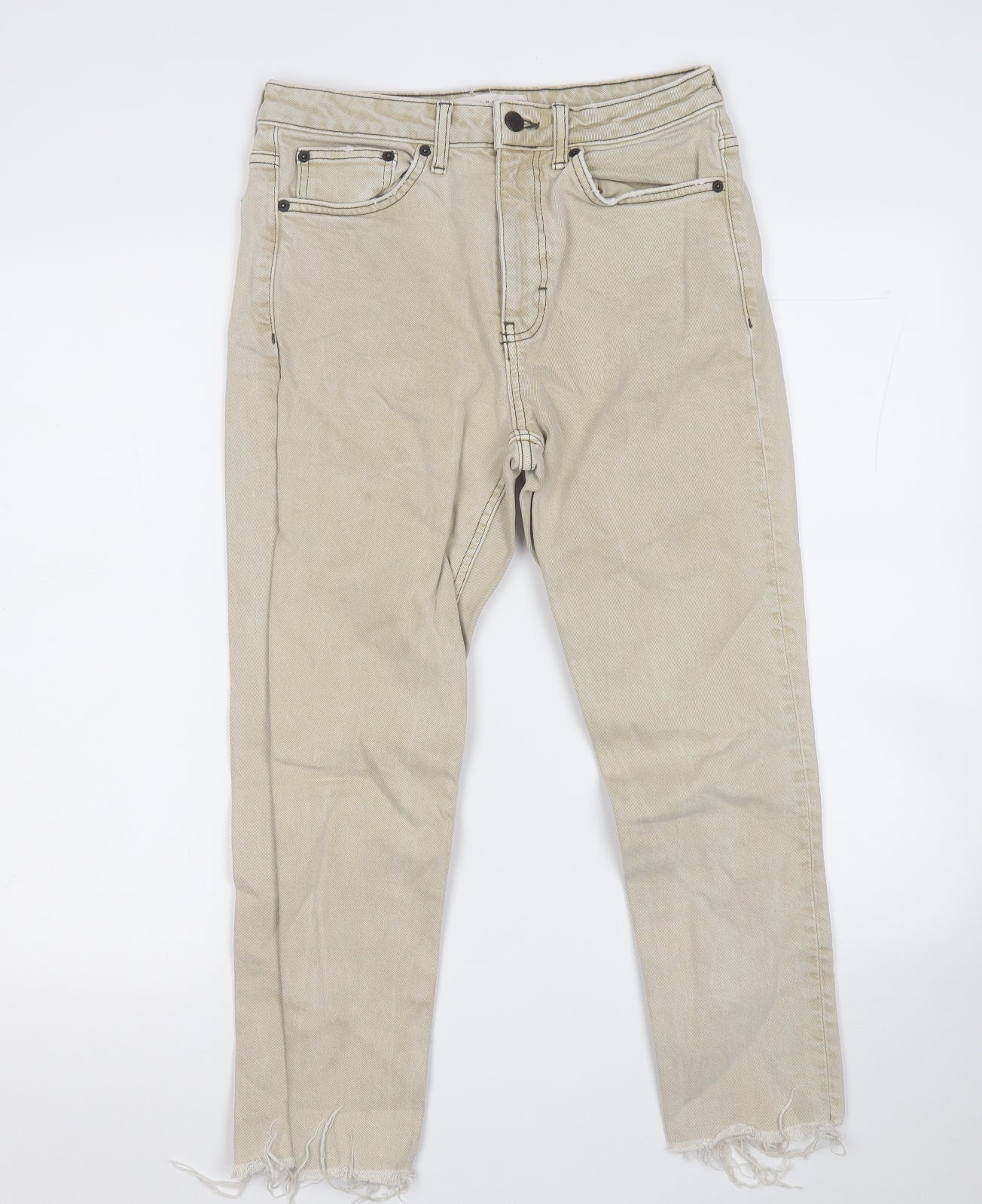 Topshop Womens Beige  Cotton Straight Jeans Size 30 L23 in Regular