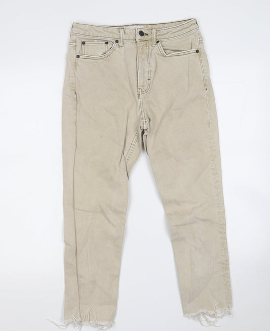 Topshop Womens Beige  Cotton Straight Jeans Size 30 L23 in Regular