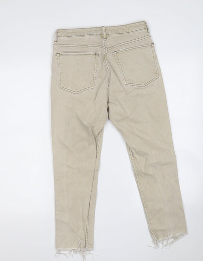 Topshop Womens Beige  Cotton Straight Jeans Size 30 L23 in Regular