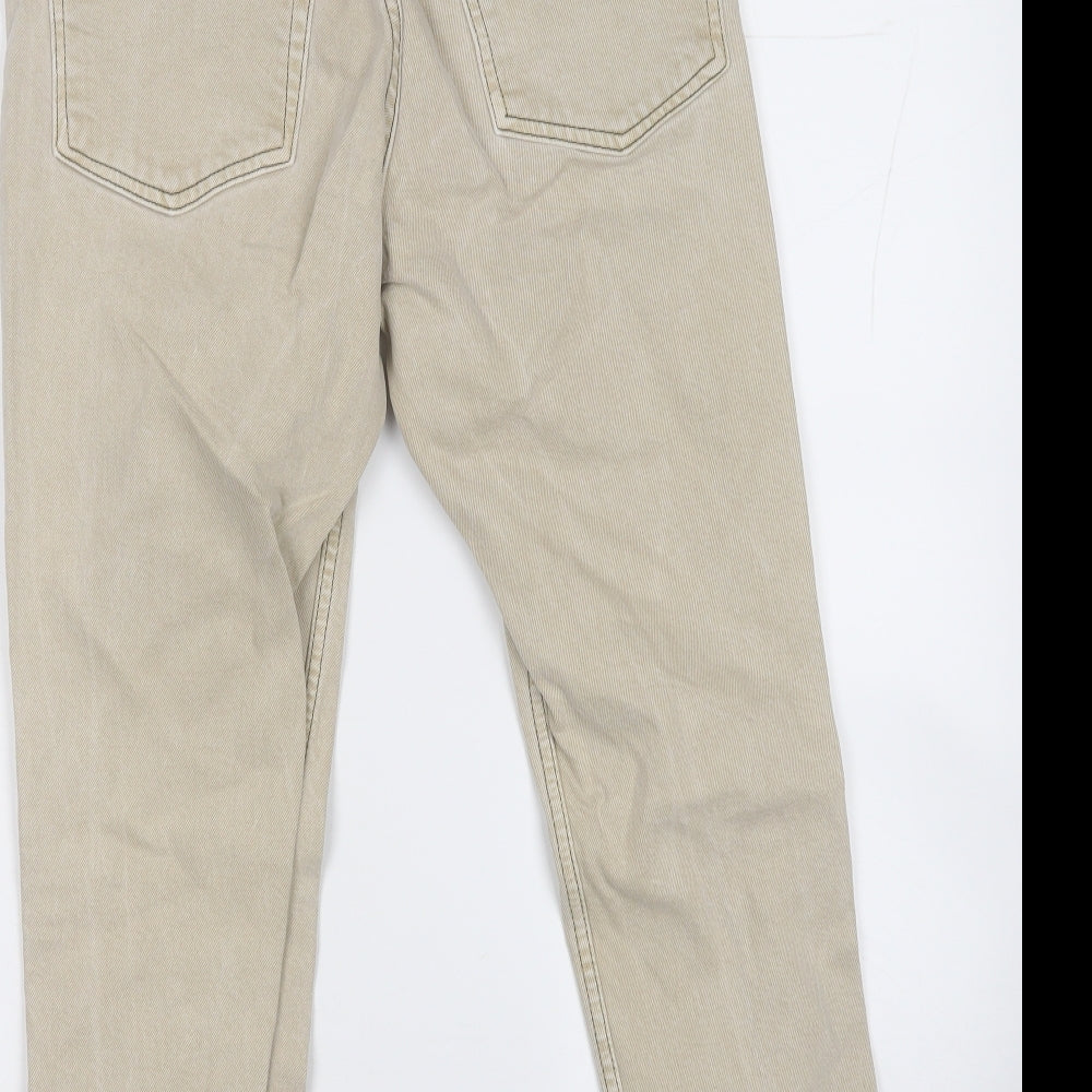 Topshop Womens Beige  Cotton Straight Jeans Size 30 L23 in Regular