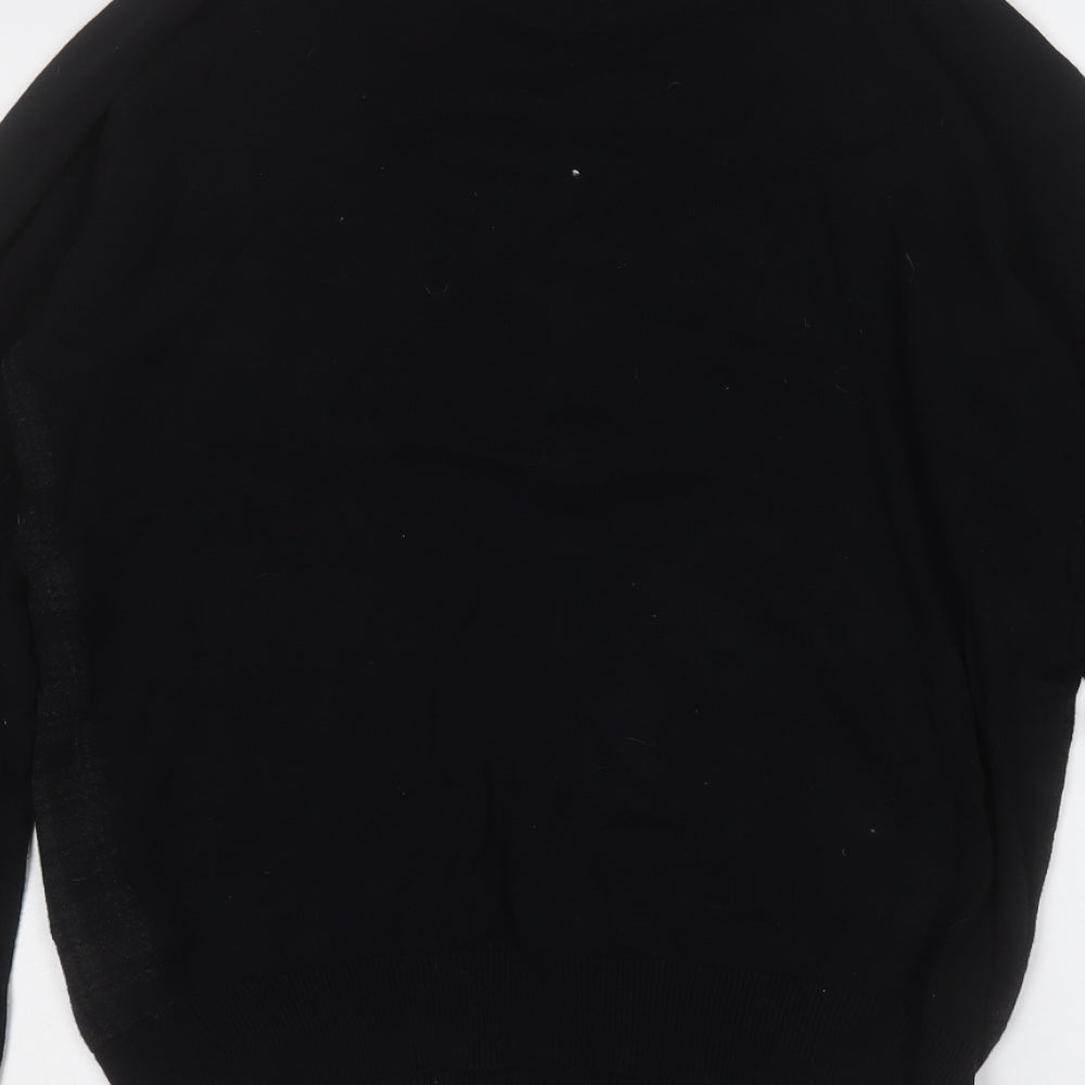Threadbare Mens Black Round Neck Geometric Cotton Pullover Jumper Size M