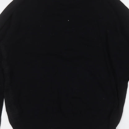 Threadbare Mens Black Round Neck Geometric Cotton Pullover Jumper Size M