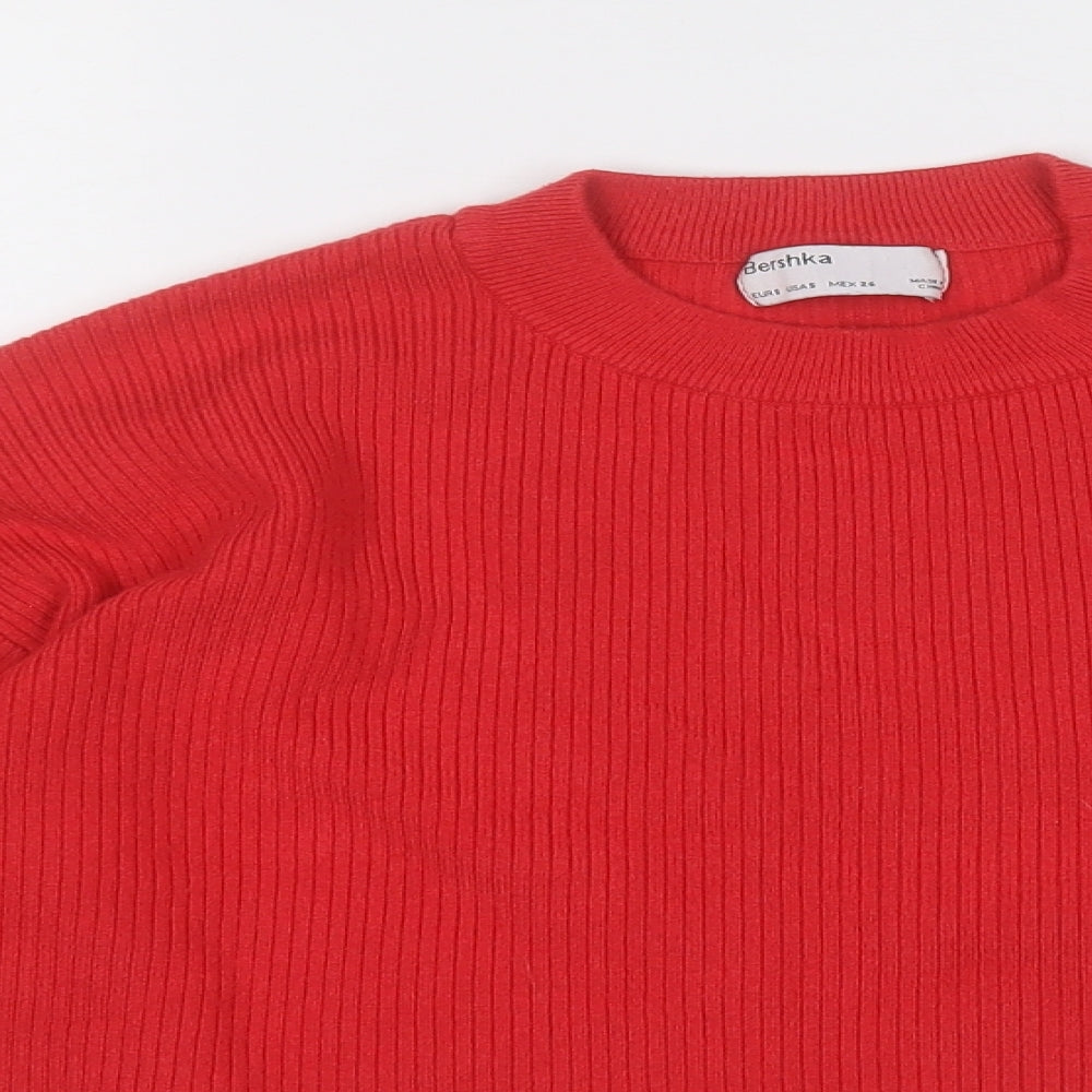 Womens UK Size S Bershka Red Pullover Jumper