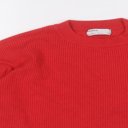 Womens UK Size S Bershka Red Pullover Jumper