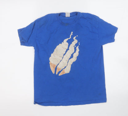 Fruit of the Loom Boys Blue  Cotton Basic T-Shirt Size 9-10 Years Round Neck