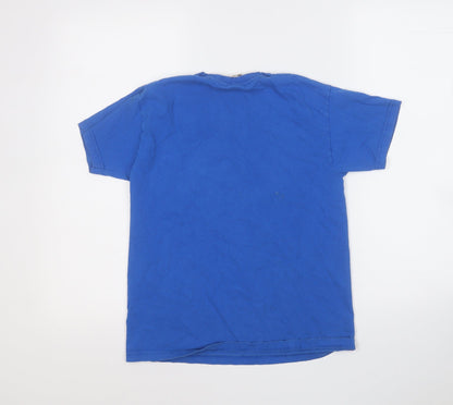 Fruit of the Loom Boys Blue  Cotton Basic T-Shirt Size 9-10 Years Round Neck