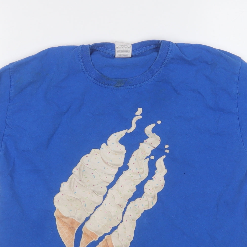 Fruit of the Loom Boys Blue  Cotton Basic T-Shirt Size 9-10 Years Round Neck